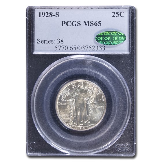 1928-S Standing Liberty Quarter MS-65 PCGS CAC 1928-S Standing Liberty Quarter MS-65 PCGS CAC